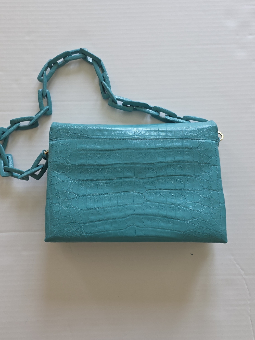 Nancy Gonzalez Turquoise Genuine Crocodile Leather Shoulder Bag Luxurious Purse - Picture 7 of 15